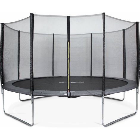 Trampoline rond Ø 430cm gris avec son filet de protection - Vénus - Trampoline de jardin 430cm 4m Qualité PRO. Normes EU (1/5)