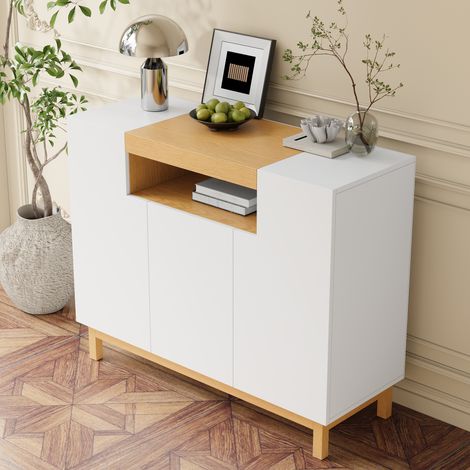 Buffet 3 portes, meuble de rangement multifonctionnel pour salon et salle à manger, armoire basse élégante. (1/5)