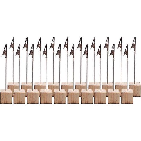 Lot de 20 supports photo, porte-noms en bois pour table de mariage, supports pour numéros de table, supports pour notes et photos-13-Khaki