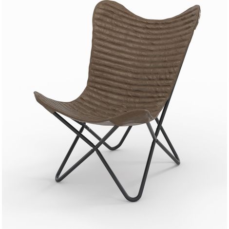 Sillón mariposa de cuero marrón - Octave