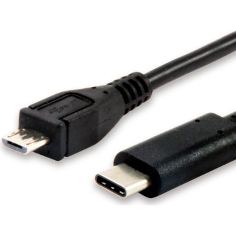 CABLE USB-C a USB TIPO B MICRO B MACHO 1 METRO EQUIP 12888407 para carga (3A) o datos (480mb/s)