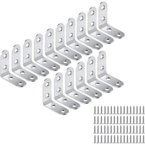 16-teiliger Satz Eckwinkel - 40 mm x 40 mm 90-Grad rechtwinklige rechtwinklige Edelstahl-L-förmige Eckwinkel, bestehend aus 64 Stück. (1/4)
