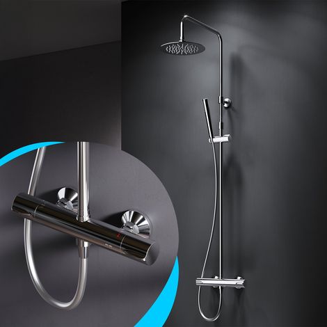 AM.PM Duschsystem Thermostat Duscharmatur Regendusche Duschset Duschstange Thermo Dusche mit Thermo Brauseset, Chrom