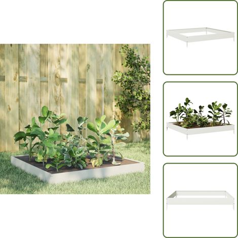The Living Store Hochbeet Weiß 100x100x18,5 cm Stahl - Gartengestaltung (1/5)
