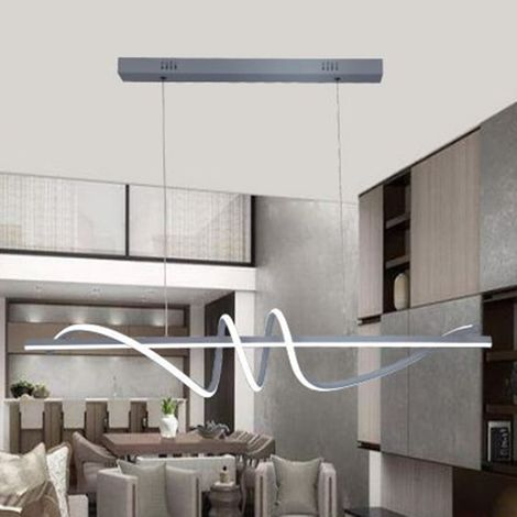 TrAdE Shop Traesio - Lampadario Sospeso Led 65w Argento Spirale Ondulato Vortice Orizzontale Luce 3000k-6500k 01165 - (1/5)