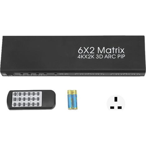 Sélecteur répartiteur HD Multimedia Interface 6 entrées 2 sorties, PIP incrustation d'image 4K, commutateur HD Multimedia Interface 100-240V avec fiche UK (1/5)