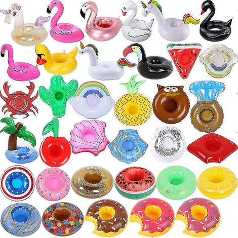 Lot de 35 porte-gobelets gonflables, flotteurs amusants pour les fêtes à la piscine (1/5)