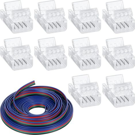 Cable D Extension Pour Bande LED RGB - 5 M - Connecteur 4 Broches 10 Mm - Pour Bandes LED 5050 3528 2835 - 1 Pièce