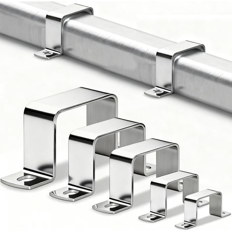 8 x Square Clamp Clips 40 x 40 mm U-Shaped Connector Brackets Clamp Clamp Square Stainless Steel 304 U-Shaped Bracket for Doors Windows Square Tubes Ramps (1/5)
