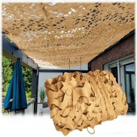Filet de camouflage beige 3 x 4 m, toile ombrage extérieur, auvent de terrasse, filet de camouflage pour pergola, jardin décoration Crezuo (1/4)