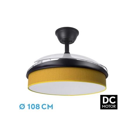 Ventilatore DC Fashion 72W Nero/Giallo 108cm 7200lm 3CCT Telecomando (1/2)