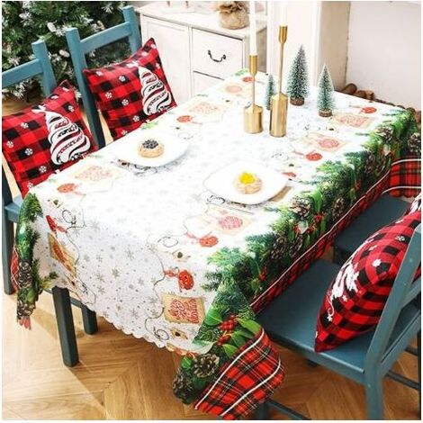 – Rechteckige Weihnachtstischdecke 180 x 150 cm – Waschbares Polyestergewebe – Tischdekoration für Partys – Zarte Muster und verschleißfest (1/5)