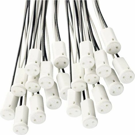 25 portalámparas G4 con soporte de cerámica para lámpara halógena LED G4, cable de 10 cm. (1/5)
