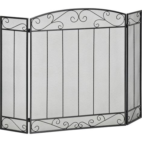 Parascintille con Antine 105x1,6x80,5 cm in Acciaio e Rete Metallica Nero (1/5)