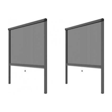 Volet Moustiquaire – Pack de 2 moustiquaires enroulables alu H145 cm x L130 cm – Protection anti-insectes – Coloris gris anthracite – Adaptation sur-mesure
