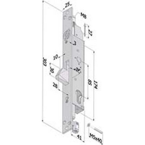 1PZ SERRATURA TRIPLICE EXTENSION PROFILO EUROPEO PER PERSIANE 2153 - mm.35 (2153XZB3525)