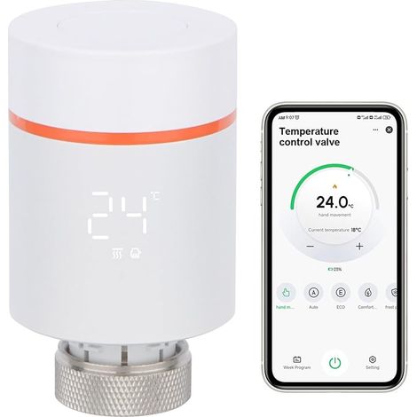 Vanne de Radiateur Connectée Zigbee 3.0 Thermostat Intelligent 1411ZC Programmable Mode Silencieux Éco Détection Fenêtre Ouverte M30 x 1,5 (1/5)