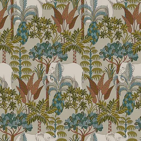 Grandeco Malawi Forest Red Wallpaper Elephants Paste The Wall Textured Vinyl