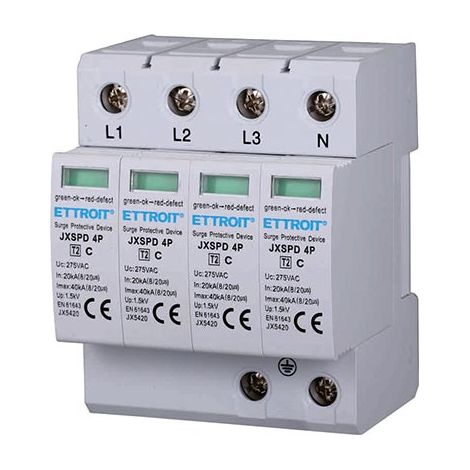 Überspannungsableiter 220 V, Typ T2, 4 Pole, 275 V, 20 kA-40 kA, belegt 4 DIN-Module Ettroit JX5420