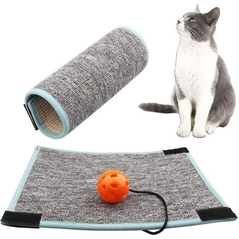 Grattoir Chat Tapis, Tapis Anti Rayures pour Chat, Jouet de Soins pour Griffes de Chat Anti Dérapant, pour Griffes de Meulage de Chaton, la Protection des Tapis et Canapés-Fei Yu (1/5)
