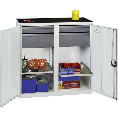 Stumpf Gabinete para herramientas y materiales Serie 3000 gris claro + 2 cajones 100 mm + 2 cajones 200 mm + 2 estantes extraíbles - 3002307