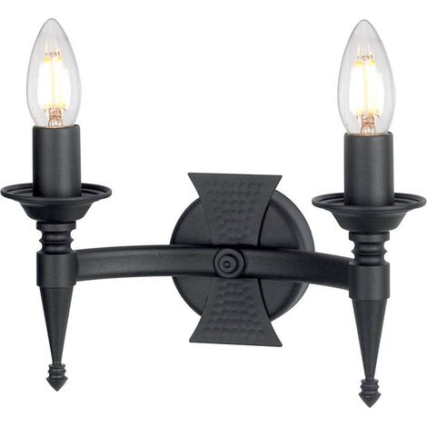 Applique nero in acciaio Saxon 2 luci E14 60W Elstead (1/5)