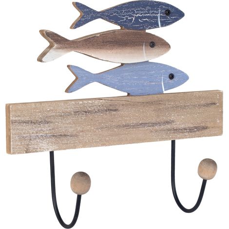 Wandgarderobe im Fisch-Design mit 2 dekorativen Haken – ideal für Zuhause, das Büro oder als maritimes Geschenk.