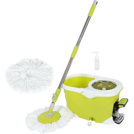 Système de Nettoyage Sol Seau et Balai Microfibre Rotation 360° Ergonomique Haute Capacité Eau Matériaux Durables PP Acier Inoxydable (1/5)