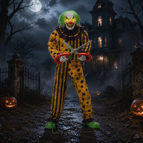6ft Tall Animated Snippers The Clown Halloween Prop Decoration with LED Eyes (1/5)
