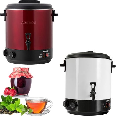 Arebos – Machine de mise en conserve 28 L – 1800 W – Minuterie 20-120 min – Température 30-110°C – Acier inoxydable – Distributeur de boissons chaudes