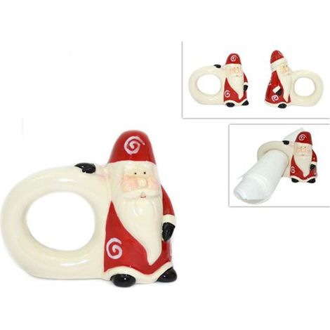 Babbo natale rosso segnaposto anelli lega porta tovaglioli per tavola di natale decorazioni natalizie set da 12 in ceramica (1/5)