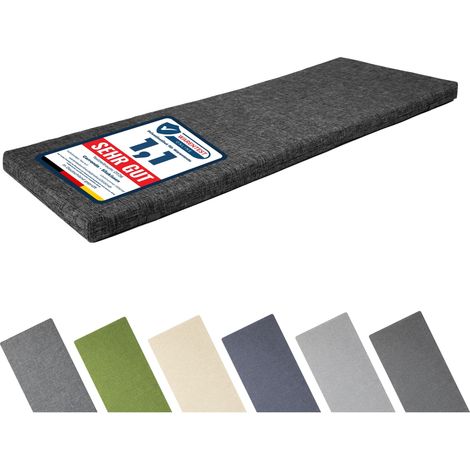 Garronda Coussin Exterieur Impermeable 100x40 cm pour Banc de Jardin Canapé et Balancelle Housse en Polyester Résistant UV pour Terrasse Balcon et Intérieur avec Élastiques GD-0220 Noir