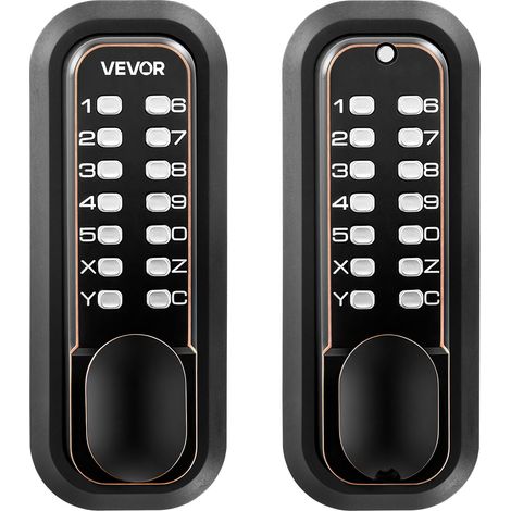 VEVOR Cerradura de Código Mecánica de Doble Cara con Teclado, 4 a 7 Dígitos sin Llaves, Aleación de Zinc, con Bloqueo Automático, Pomo, Husillos para Puertas 35 a 65 mm, Entrada Garaje Jardín Exterior (1/5)