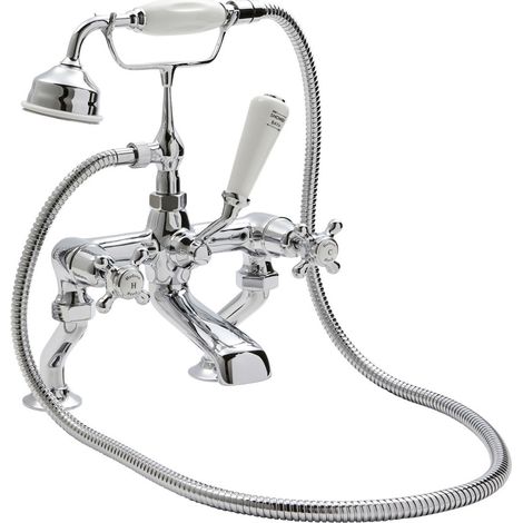 Old London Topaz White Crosshead Chrome Bath Shower Mixer Tap and Shower Kit with Dome Collar - BC304DX (1/5)