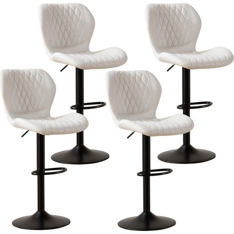 Barhocker 4er Set mit Lehne, höhenverstellbar, 360° drehbar, Kunstleder, Beige (1/5)