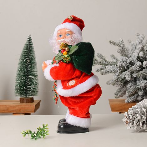 Nouveau Père Noël électrique à musique - Jouet cadeau de Noël pour enfants, décoration de vitrine - Coffret cadeau à suspendre pour personnes âgées