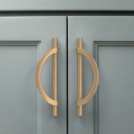 4 Pieces Champagne Gold Kitchen Cabinet Handles 128mm Zinc Alloy Furniture Handles with Screws, for Offices, Drawers, Cabinets, Cupboards (1/5)
