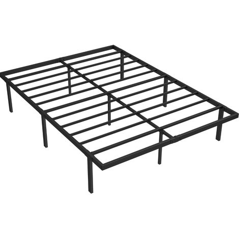 Estructura de cama metálica 140 x 200 cm negra con somier de lamas y espacio de almacenaje (1/5)