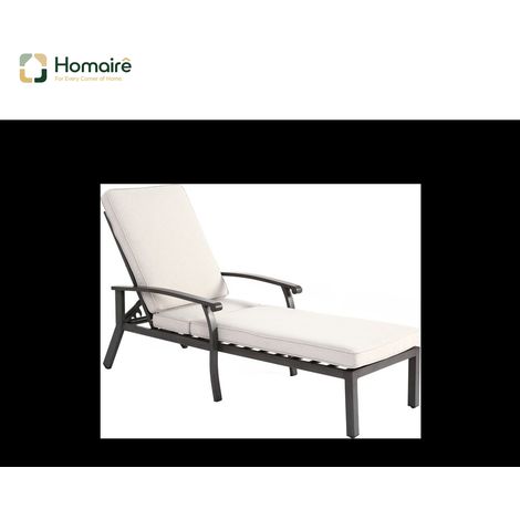 HOMAIRE Lounge Patio Stuhl mit verstellbarem rostfreiem Aluminiumrahmen, wasserdichtem Beige Baumwolle Kissen für Poolbereich