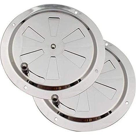 Rundes Lüftungsgitter, 125 mm Durchmesser – aus Edelstahl – integriertes Regelventil – geeignet für kleine Räume und Garagen – 2er-Pack