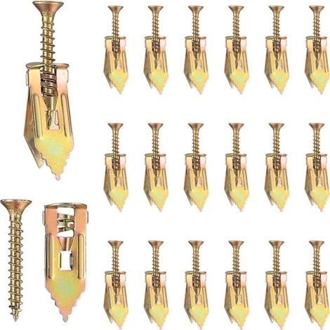 50 chevilles autoperceuses pour plaques de plâtre avec vis autotaraudeuses haute résistance, pour une fixation sans perçage. Idéales pour les supports TV, les sangles et les porte-vélos. (1/5)