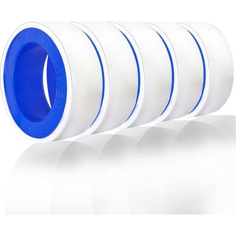 Ruban d'étanchéité en téflon - 1/2 po x 32,8 pi - Lot de 5 rouleaux - Étanchéité pour filetage - PTFE