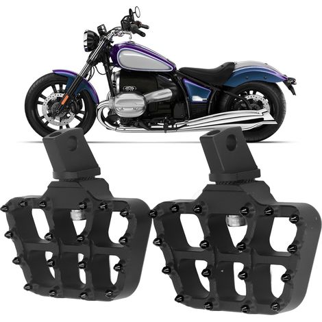 1 Paar Pedale für vorne, kompatibel mit BMW R18 2020–2022+ (breitere, verstellbare Füße), Schwarz (1/5)