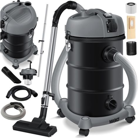 MASKO® 6IN1 Industriestaubsauger Staubsauger Nass Trocken Sauger Aschesauger 2300W + Steckdose  Blasfunktion  Trocken-Saugen & Nass-Saugen   Grau