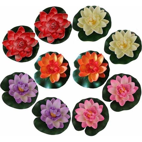 Fleurs Artificielles Lotus Flottants étanches Romantiques pour Les Amants et Les Enfants Adapté au Mariage et la Festival Saint Valentin- Lot de 10 Fleurs artificielles (1/4)