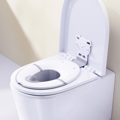 KLVGTIFS PU - Réducteur de toilette enfant pliable - Avec barrière anti-urine en caoutchouc souple - Adaptateur universel pour toilettes (1/5)