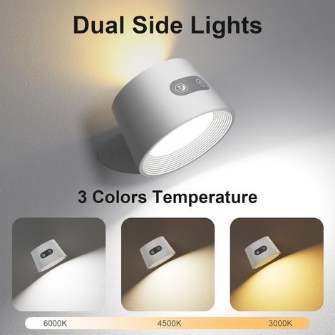 SNQ – Applique murale rechargeable 2600mAh – Télécommande tactile – Luminosité ajustable 10-100% – Rotation 360° – Autonomie jusqu'à 22h (1/4)