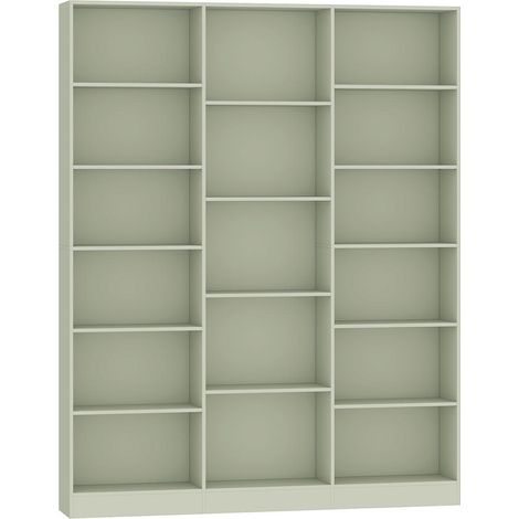 Design Mélaminé Bibliothèque 6 Niveaux 17 Compartiments Rangement Ajustable Salon Couloir 149x24x188cm Vert (1/5)