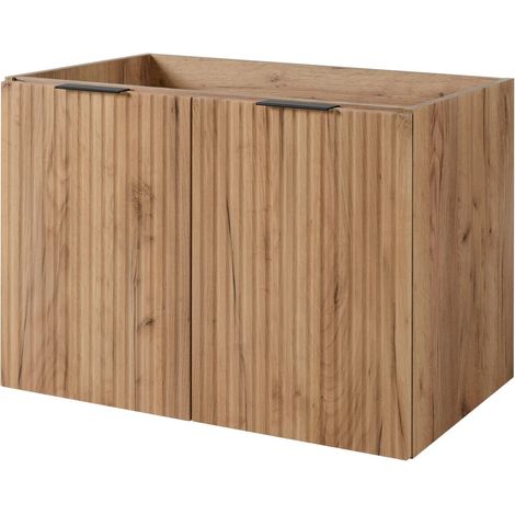Mobile sottolavabo sospeso 80 cm, 2 ante, Rovere Craft, maniglie nere, 80 x 46 x 57 cm (1/5)
