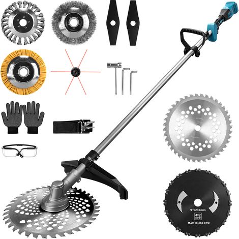 1380W Coupe-Bordures Brushless à Batterie Sans Fil 18800 RPM, Debroussailleuse Electrique 168cm avec 7 Types de Lames Ø250 mm Max, pour la Coupe de Jardin, Pelouse, Compat. Makita 18V (Sans batt.) (1/5)